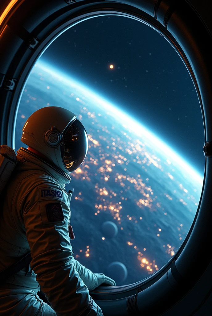 ****Space Day and Night**: Contrast the bright side of Earth with sunlight with the dark side, depicting how astronauts experience artificial day and night cycles.