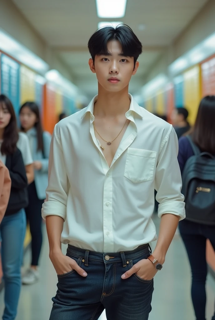 create a real life korean school teenager,sexy,hot,looking boy