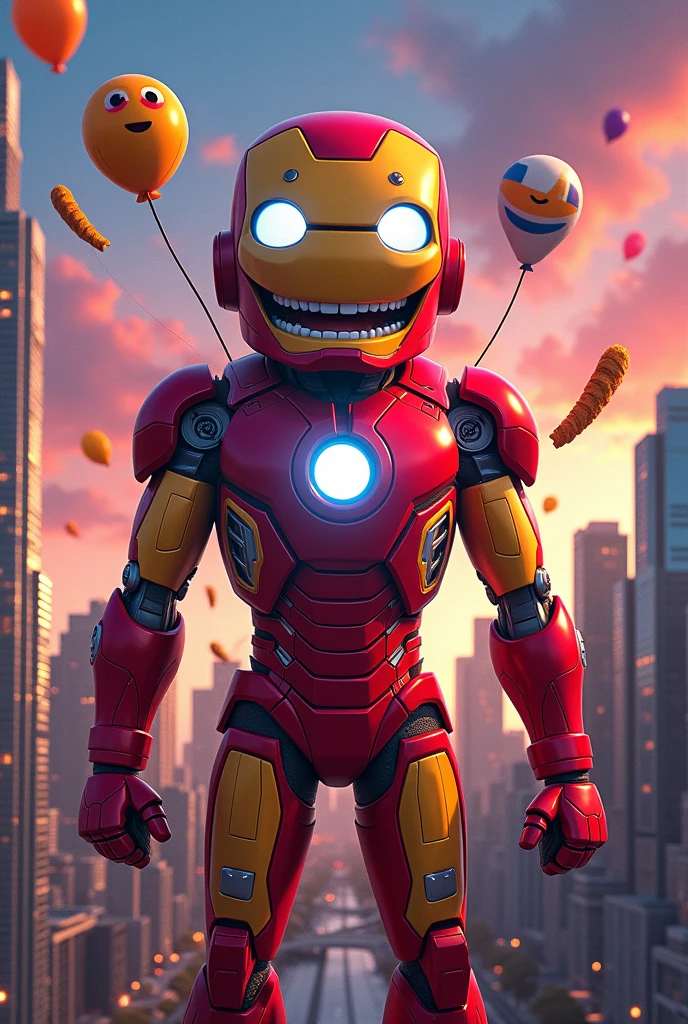 I want you to make me the image of Iron Man with an open face or an open helmet and the face of Chavo del Ocho