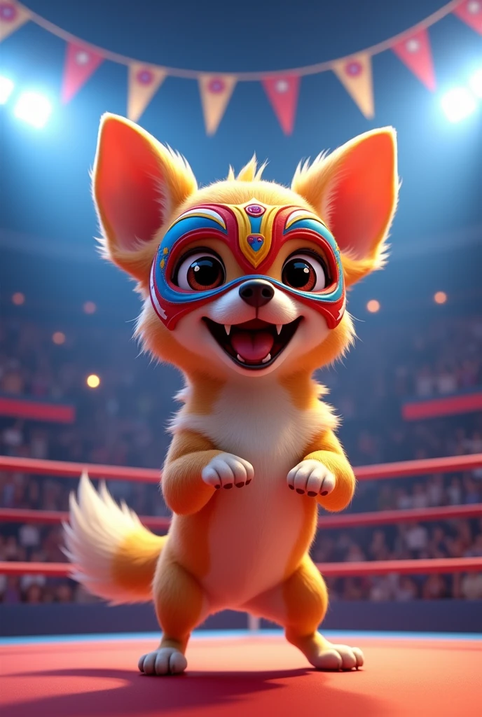 Animated Chihuahua with wrestler mask
