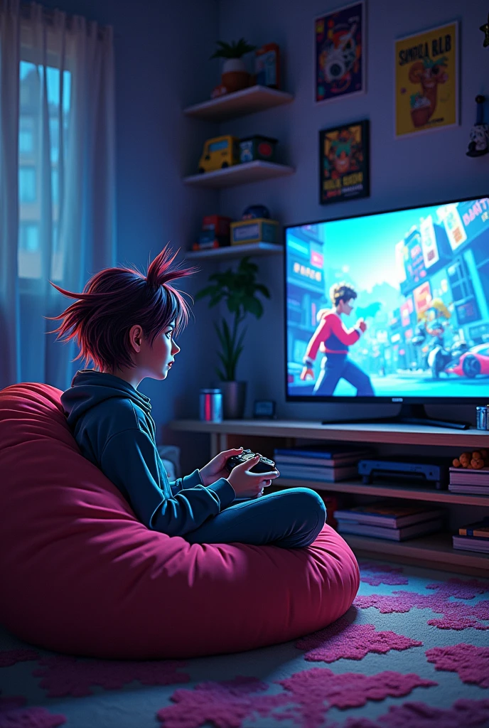 Anomie character playing a ps5 game