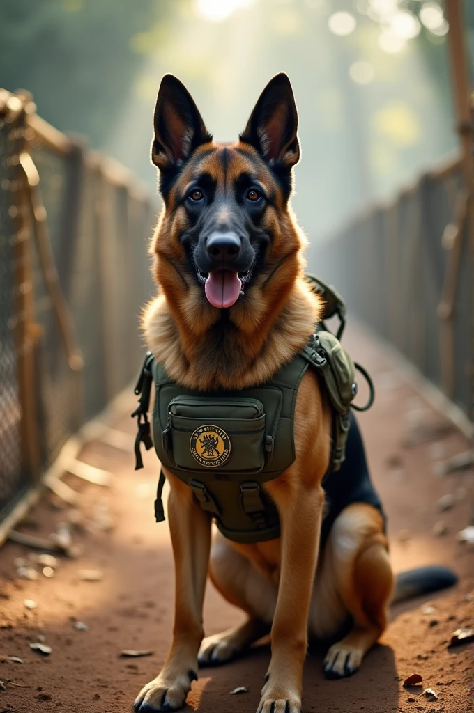 create a german sherperd like a military army