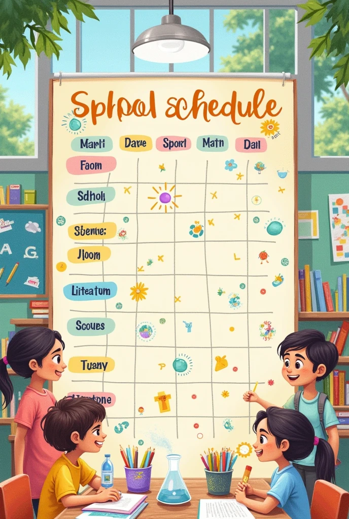 Creat a weekly schedule for school
