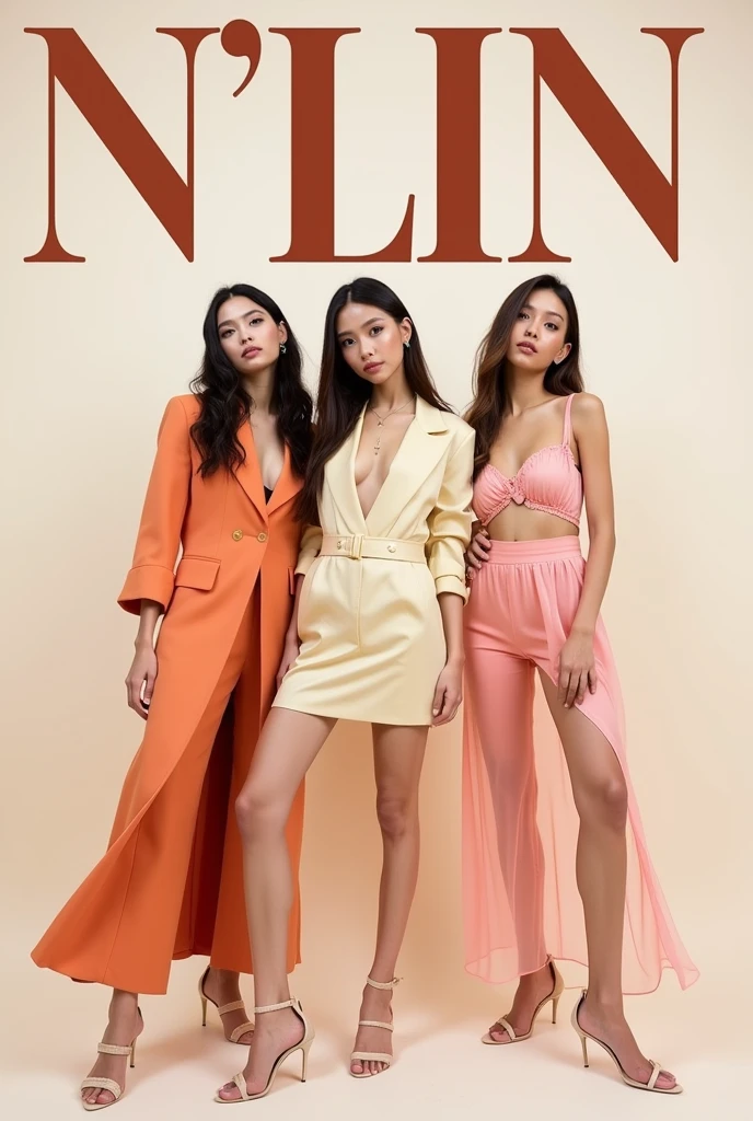 Create a fashion poster for the brand N'Lin, showcasing its chic and trendy style. The poster should appeal to young women aged 25-30, highlighting the brand's focus on fashionable and contemporary designs. Use a sleek and modern aesthetic with high-quality visuals that exude sophistication and style. Incorporate elements like bold typography, elegant models, and a clean layout that reflects the brand's identity as a leader in high-end fashion for young, stylish women. The overall design should convey a sense of exclusivity, confidence, and cutting-edge fashion.
