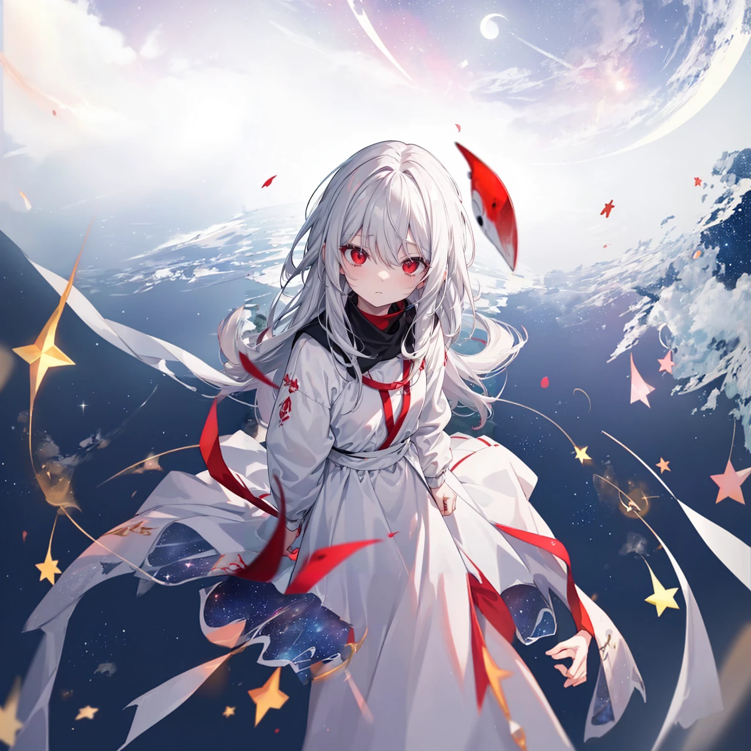 Starry Sky、universe、meteor、Crescent Moon