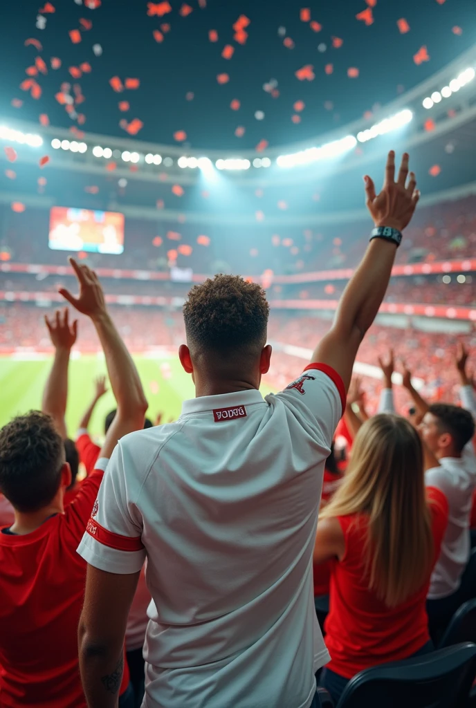 Fan in the stadium with a white shirt