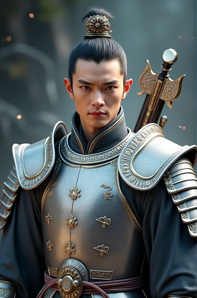 ((A handsome young general in silver armor,Xiao Li Guanghuarong,General of the Divine Arm,Heroic)),exquisite facial features,Three-dimensional facial features,Perfect face,((Carrying a silver gun on his back,Hold a delicate hard bow in hand,Shoot the invincible hand all over the world,Born with a pair of handsome eyes,Teeth white lip red,big breasts thin waist,100 steps through Yang,Strong arms,Precision forged silver helmet,Fine-forged silver armor,Good at riding a fierce horse,The whole body is protected by silver armor)),majestic-looking,Invincible,Top Photography Masters Award-Winning Works,Light particles surround,tmasterpiece,A high resolution,luxury goods,a gorgeous,detail-rich,There is a thousand undue courage,(((Holding a fierce bow))),Shining with God's eyes,Artwork quality,((close-up all over the body)),The fingers are clearly defined,perfect hand,dingdall effect,erudite,The armor reflects a stunning metallic sheen,perfect hand,Glass craftsmanship,with a sense of layering,Clear facial features