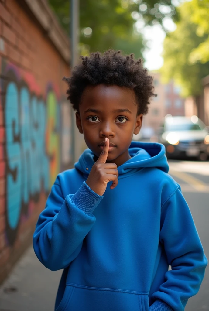 Black boy making a silence gesture
