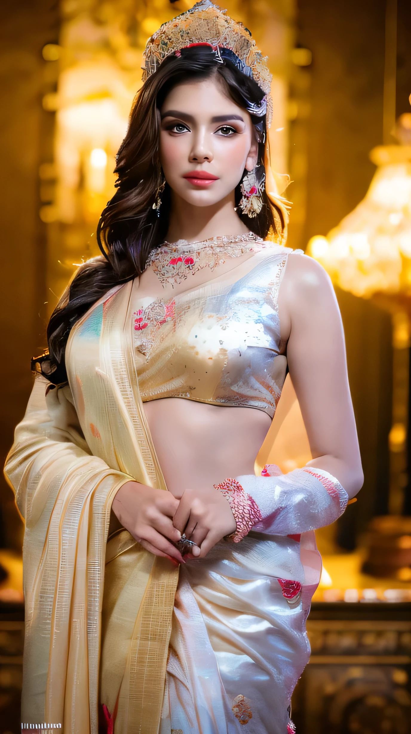 Taylor Swift in Indian Attire
RAW photo, sunset, detailed skin, detailed eyes, depth of field, 8k uhd, dslr, dim lighting, high quality, film grain, (high detailed skin:1.1), film grain, Fujifilm XT3, (high detailed face:1.1), (soothing tones:1.25), (hdr:1.25), smiling, short blonde hair, dynamic lighting, photo-real 8k UHD, best quality masterpiece, photorealistic, detailed, sharp focus, 8k, HDR, shallow depth of field, broad light, high contrast, backlighting, bloom, chromatic aberration, sharp focus, (((Saree and blouse))) big breasts, massive cleavage, (full body), (arouse), Intricately detailed eyes, Hyper-Realistic, Hyper-Detailed, Artgerm, Greg Rutkowski, 50 mm.