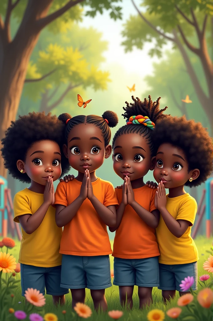 Black children making a silence gesture