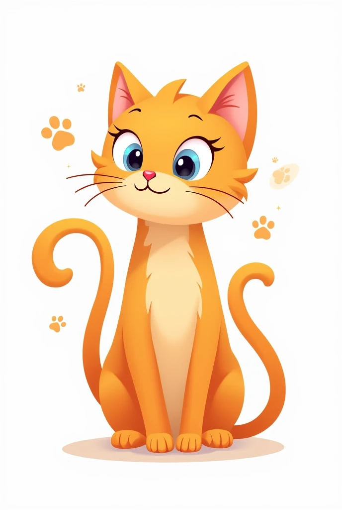Design of illustrative logo featuring a cat in orange on a white background. Include highlights as an additional design element