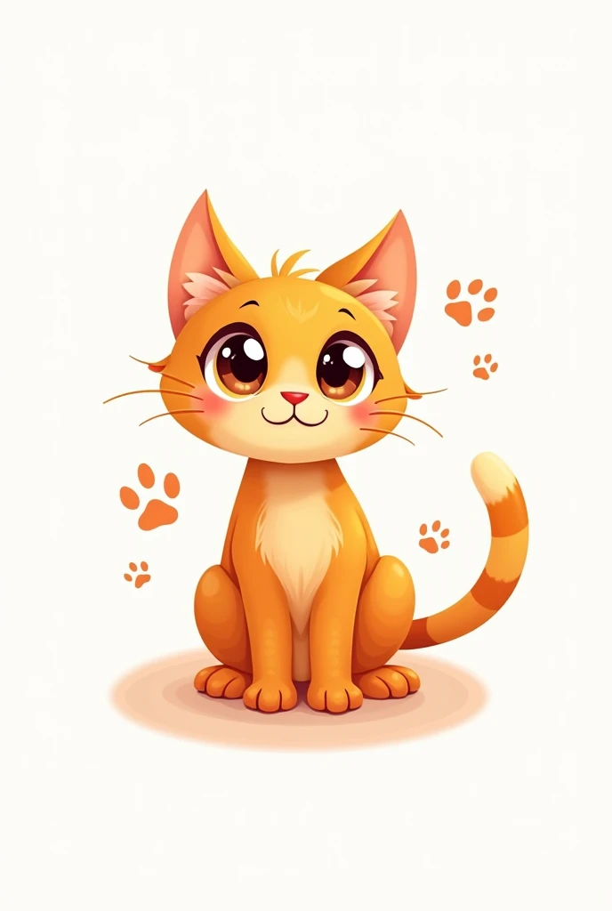 Design of illustrative logo featuring a cat in orange on a white background. Include highlights as an additional design element