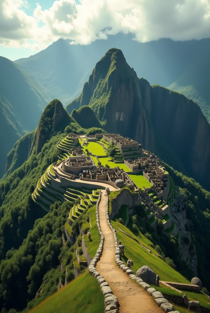 Generate a poster with the fortress of kuelap peru