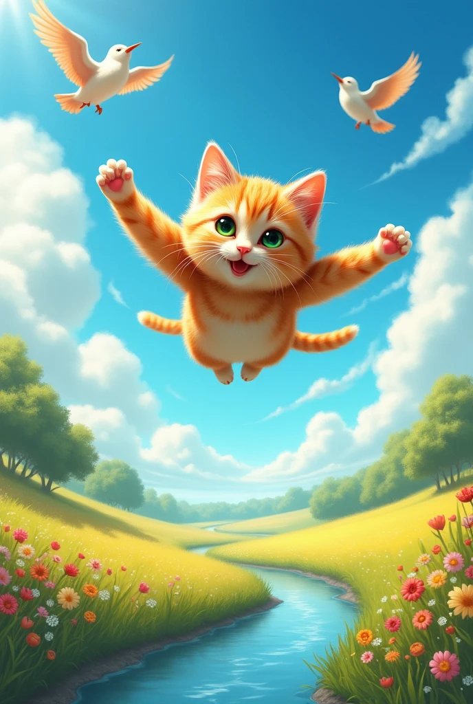 the sky and cat flying