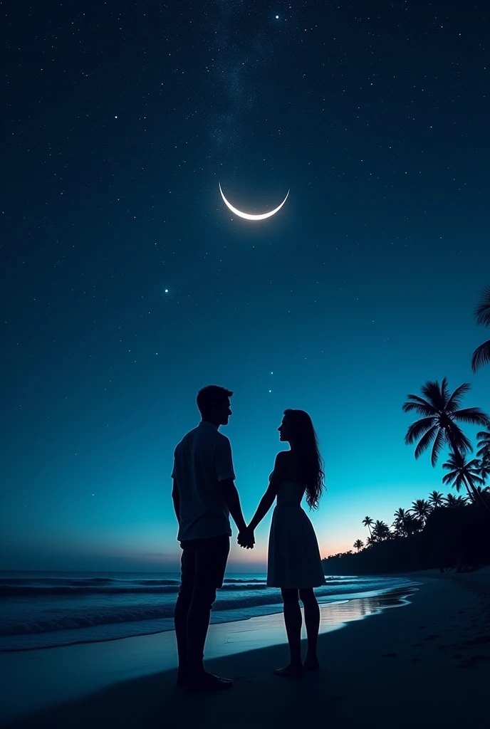 The silhouettes of a couple in the night



