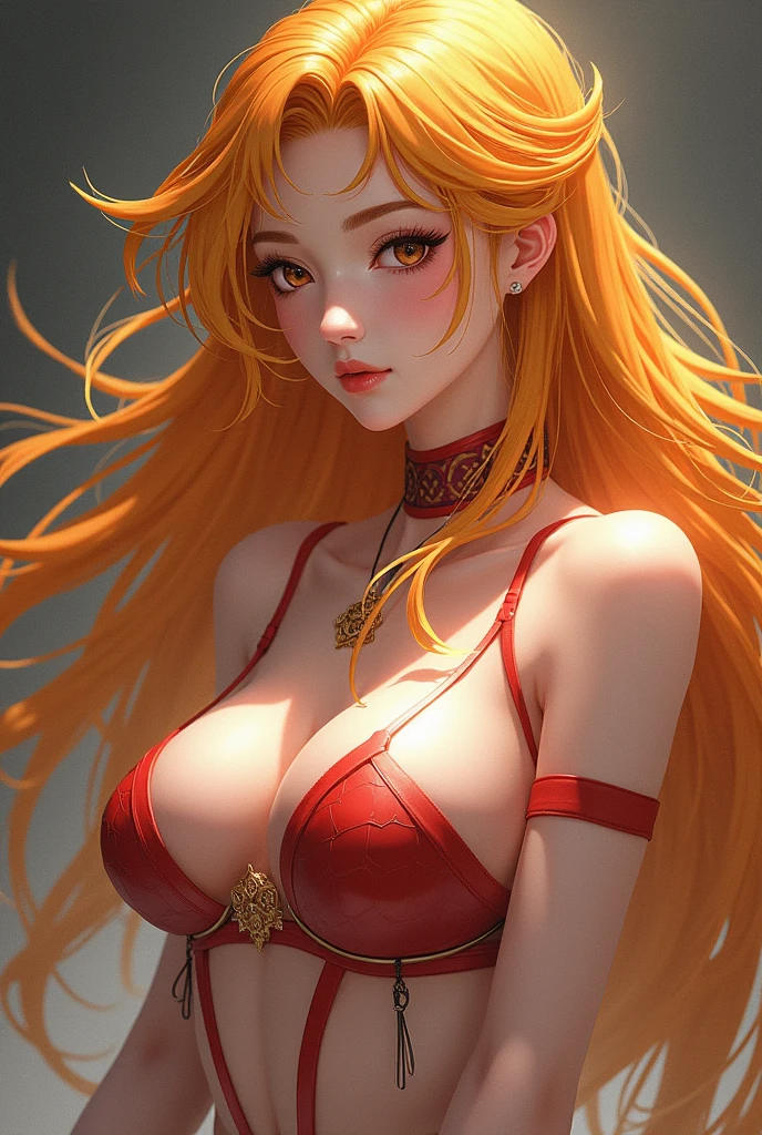 ((Masterpiece)) ((Ultra-detailed)) ((perfect art)) Azula matatabi,  Unbound long golden hair, sexy, grabing her naked breast, hentai,