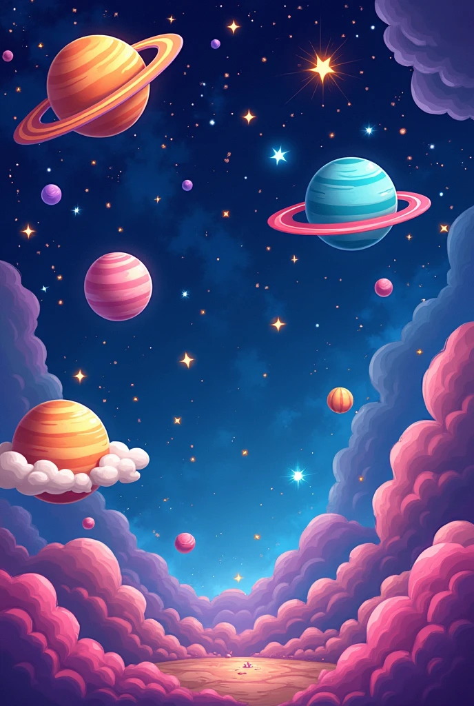 Generate a vibrant, cartoon-style universe scene. it should include stars 
