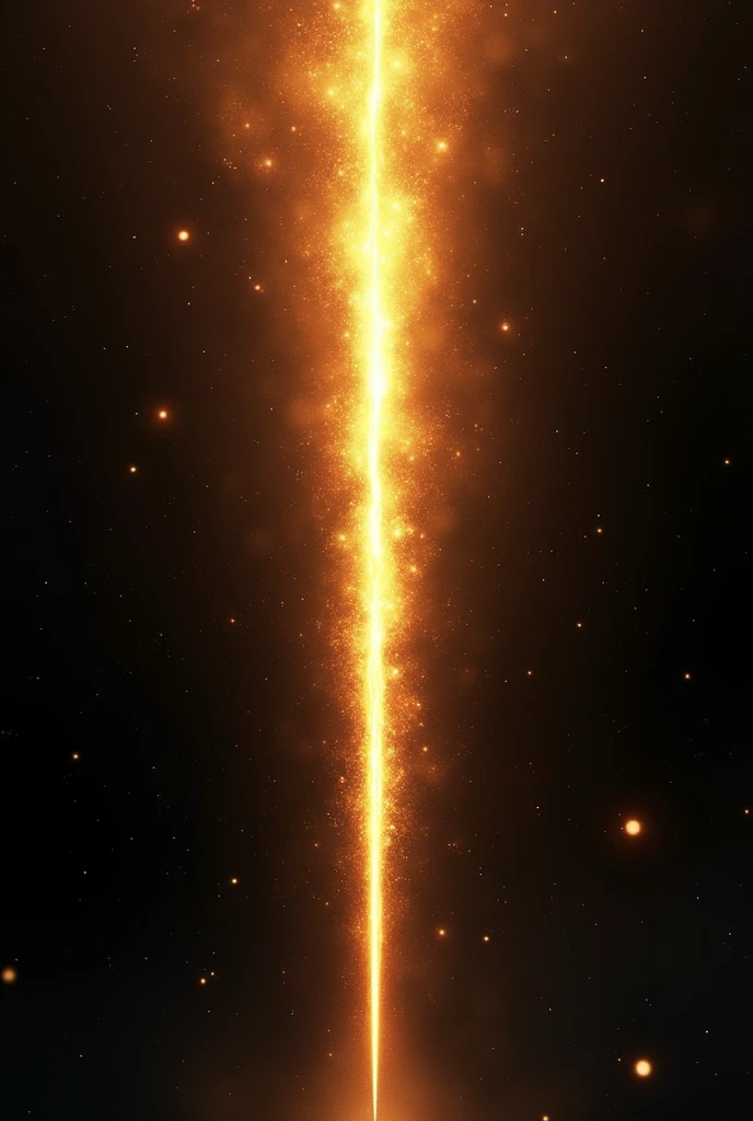 .((Best Quality)), ((masterpiece)), ((detailed)), ((High Definition)), An aura of a sharp golden-colored ray of magical light, a shooting star, that moves at high speed. With a black background. in anime style