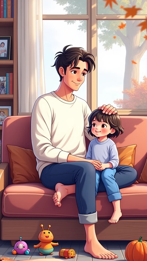 Animated video of a father stroking his daughter's head