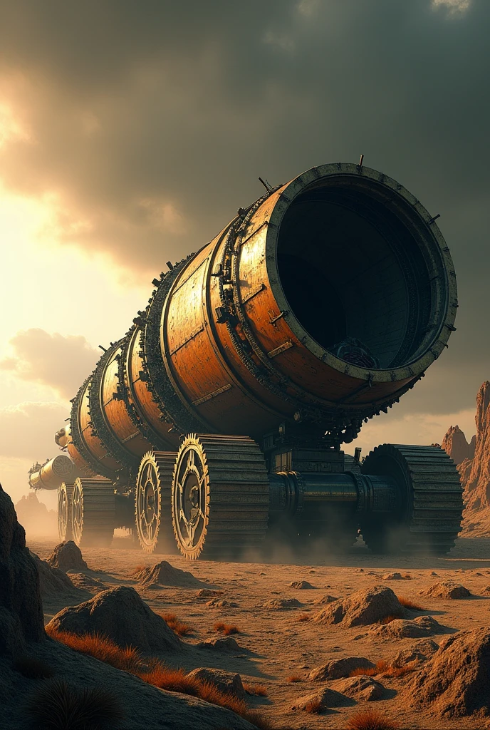 High resolution, (The finest details) (Highest quality)、vehicle、(Giant Conical Drill Tank)、