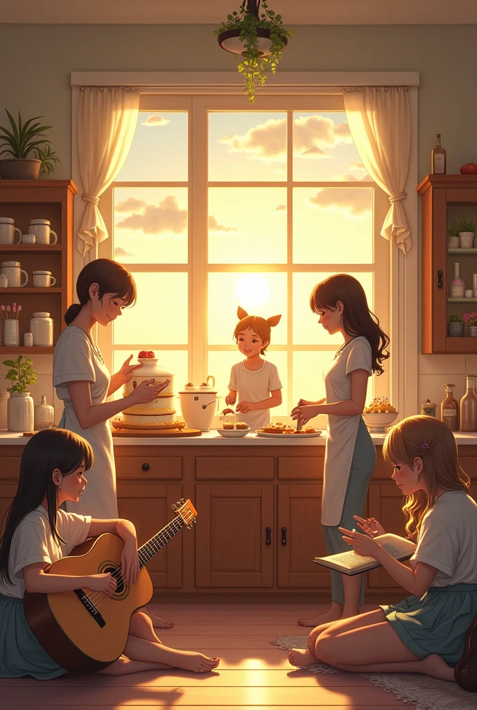 Making sweets、Little girl、Cat watching --auto