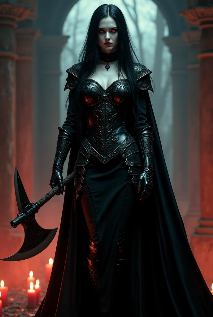 Undead zombie girl, 14th-century warrior infected by a zombie strand of the Black Death, skin rotting away, bare bones of arms and legs visible, extremely sexy face and long dark grey hair, huge breasts and thicc butt, rusted decaying armor with many holes, tight rusty chains around her wrists and ankles, holding a rusted decaying sword, undead zombie goddess of death, in a dead forest in the underworld, supernatural spirit, standing before her throne of wrought iron and skulls, powerful and sexy standing pose, goddess’s throne room in underworld forest, dead trees and heavy fog, very intricate and detailed background scene, highly detailed, goddess, powerful, sexy, real, hyper detailed fantasy art of a mythical goddess, close-up photo of her, incredible facial detail