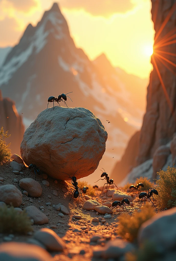 The ant are carrying away the mountain