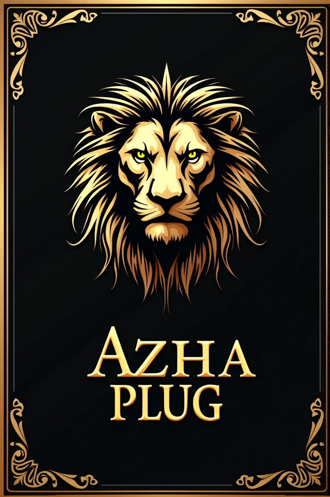 Creer un logo en noir et or en form lion sous le non AZHA PLUG