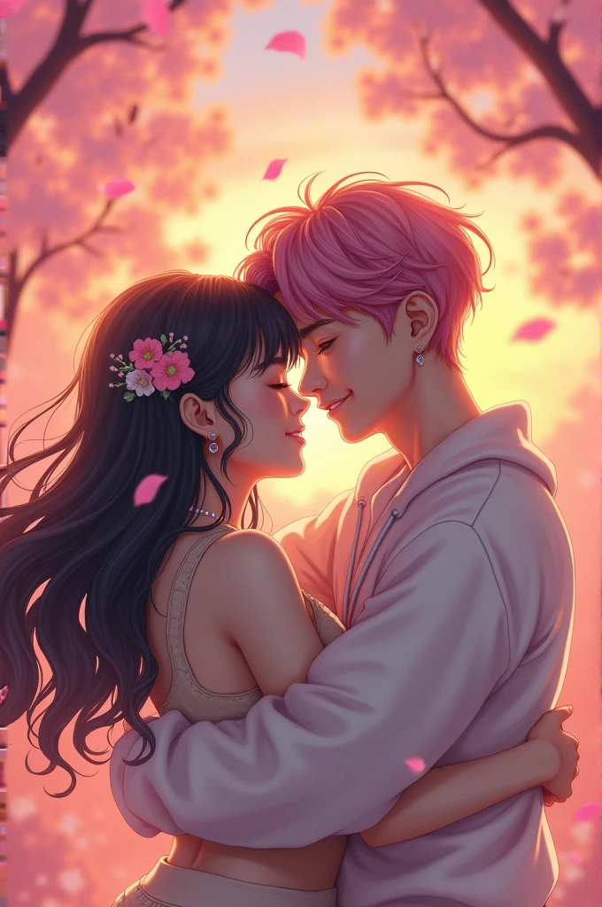 Person in the right hugs the left person and the left person hugs the right person
Jhope y girl