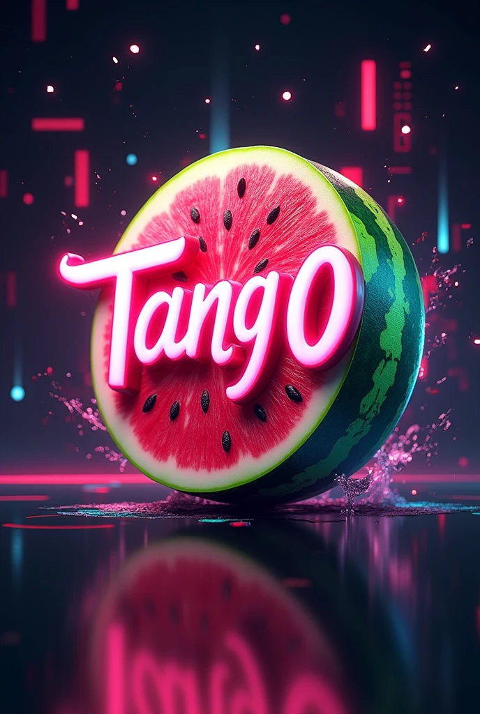 Make it look like the future.Make a logo with the word Tang O. Make the picture cool. make it interesting.There is a watermelon in the picture.