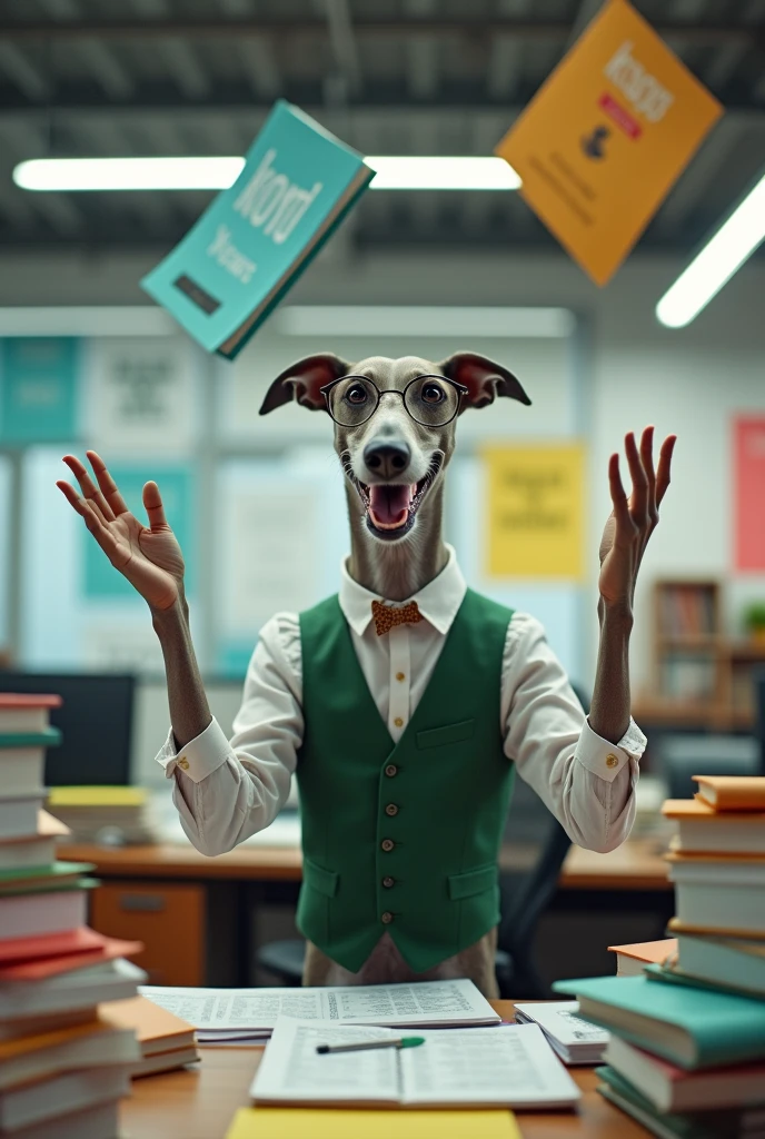 Greyhound dog as the most animated accountant