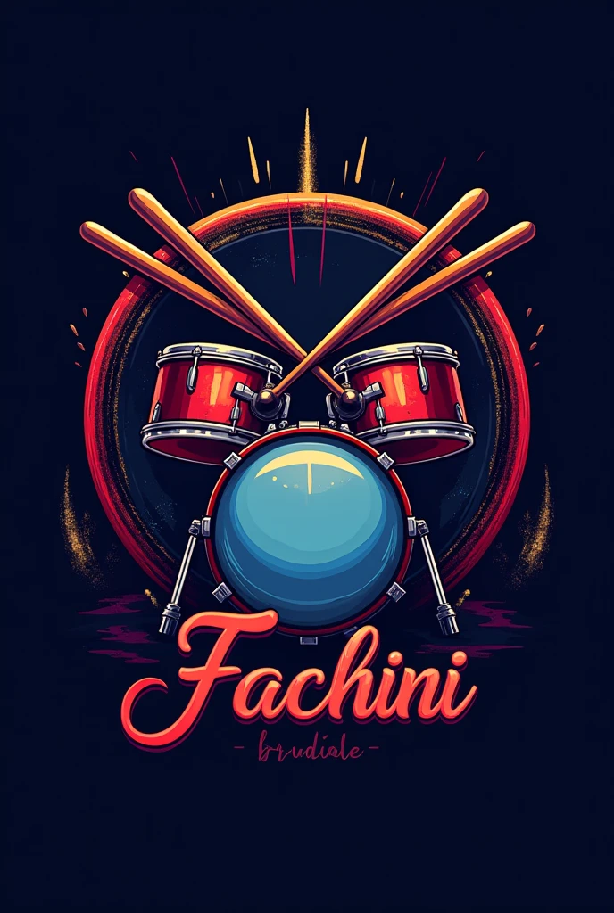 Create a basic logo that has to do with drums with Fachini's name