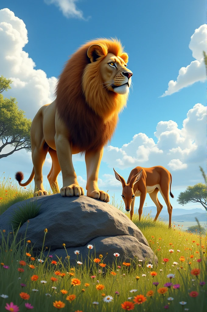 Lion with deer