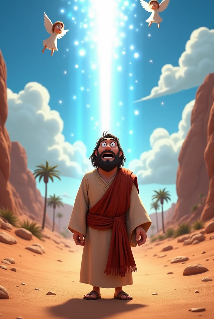 create an image that represents The Conversion of Saul on the road to Damascus in Disney Pixar format