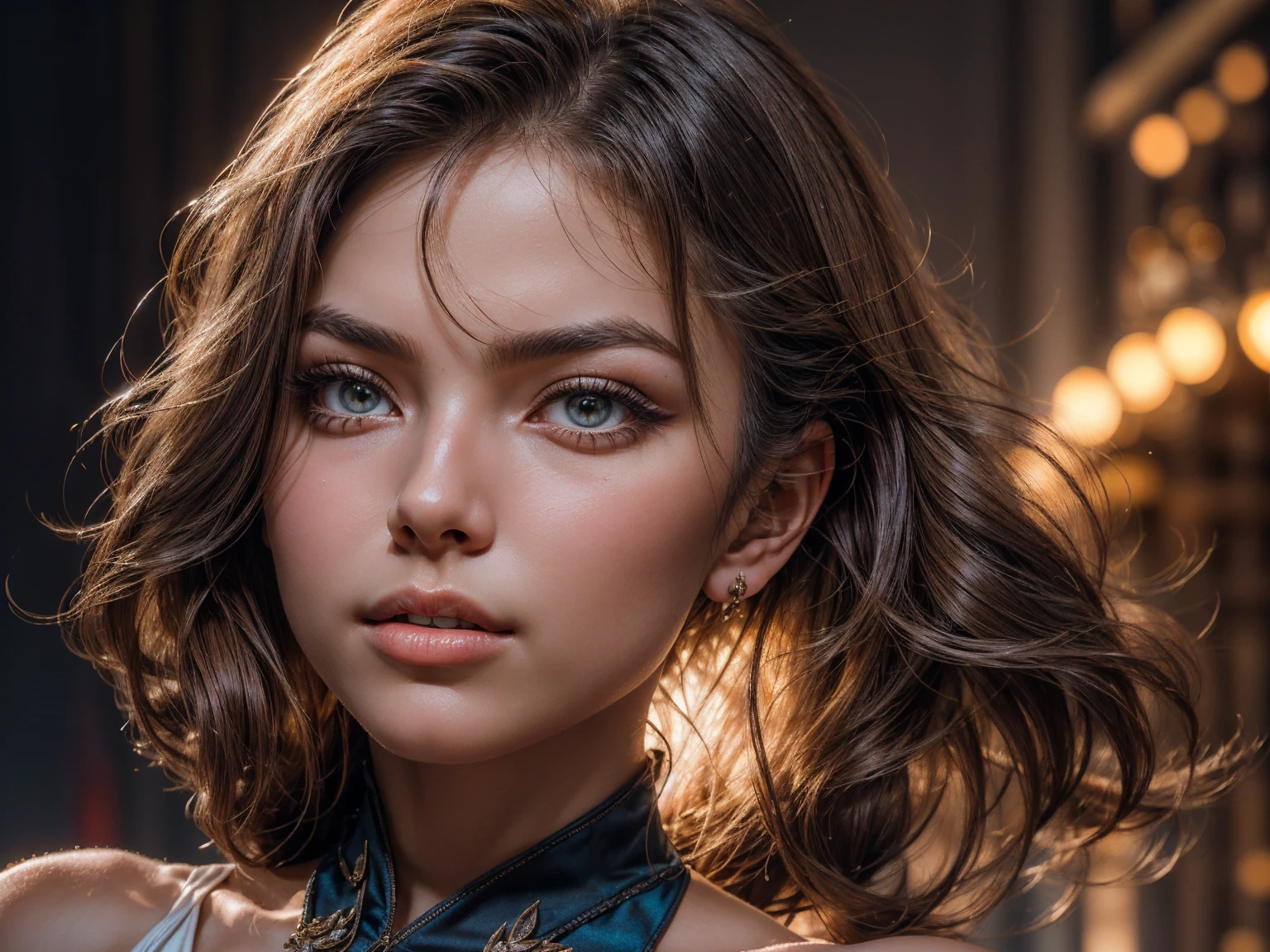 A girl in a , beautiful detailed eyes, beautiful detailed lips, extremely detailed face and skin, long eyelashes, body, no panties, no bra, virgin, ethereal, glowing skin, portrait, highly detailed, intricate, photorealistic, 8k, masterpiece,award winning