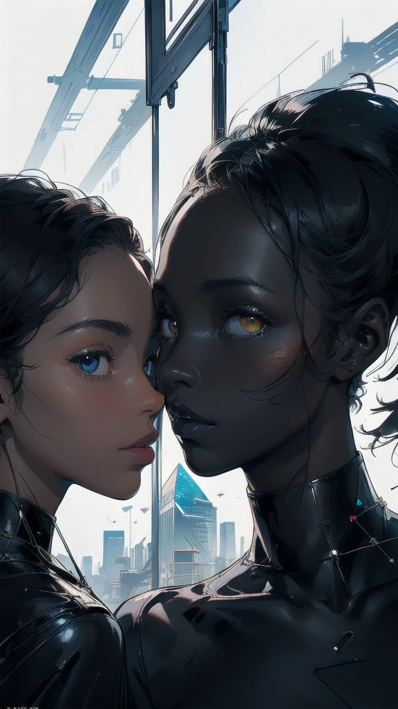 (((masterpiece, highest quality))),(((solo:1.2))),(((1girl:1.2))),32k wallpaper, very detailed, poster, vintage science fiction,(((((geometric cinematic movie poster))))), ((((bauhaus)))),(((abstract))),((((mid century modern)))),(((((portfolio))))),(((((Close-up))))),(((((bust up))))),((((more various angle)))),(((highlight))),((((heterochromia)))),(((complete. detailed face))),(((Extremely talented))),(((most complecated machine))),(((Overall colorfully))),((((((Absolutely simple background)))))),(((great black skin woman))),(((great Traveler)))