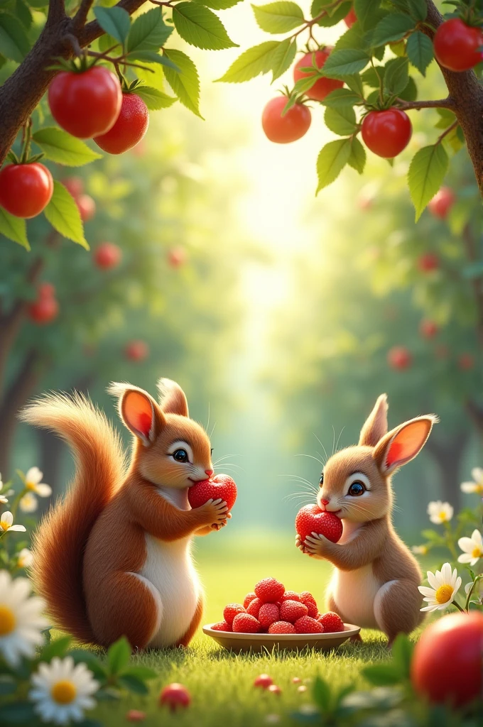 Small animals eating fruit