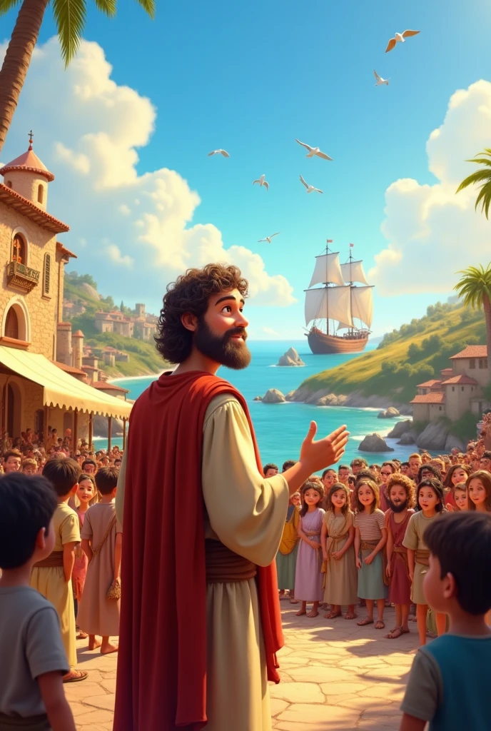 create an image that represents Paul&#39;s Missionary Journeys in Disney Pixar format