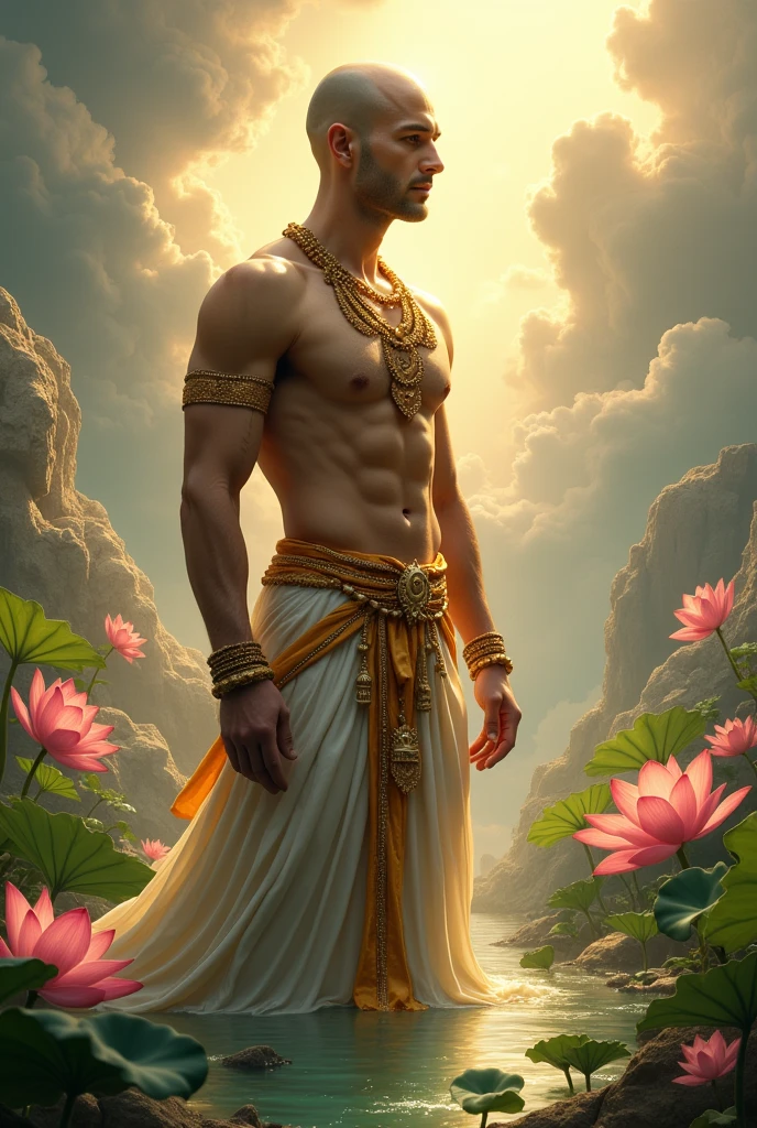Full body image of son of rich hindu god full shaved man straight viewing