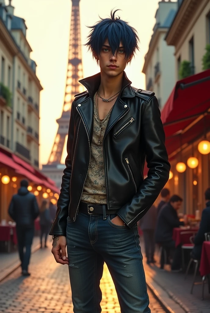 create an image of Luka Couffaine from miraculous ladybug where he can be seen as a real human