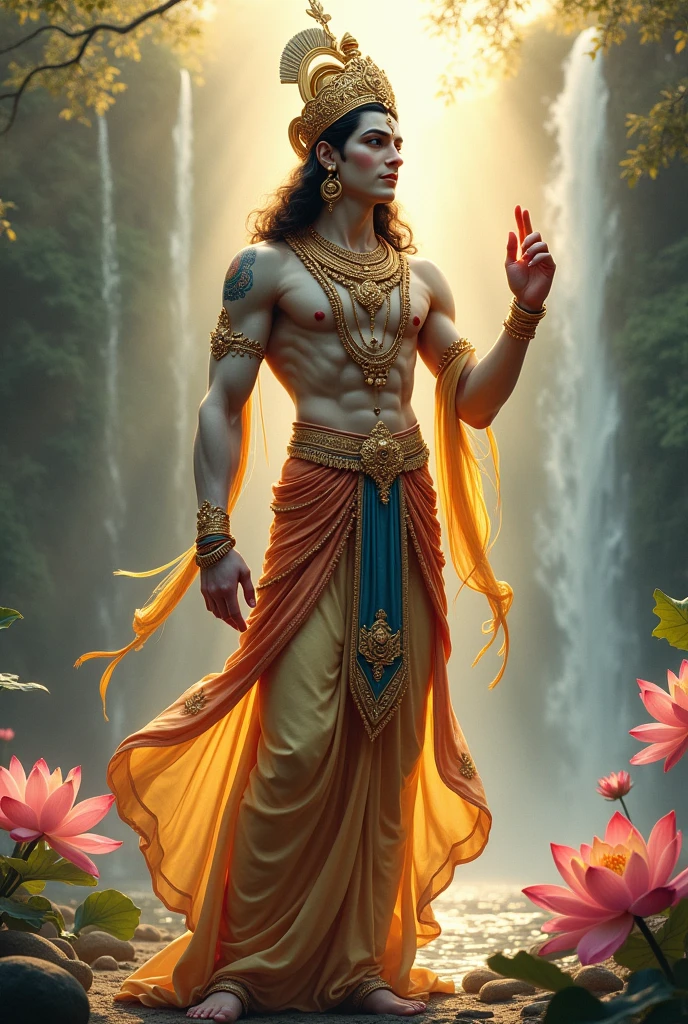 Full body image hindu male god with skinny body and rich costume 