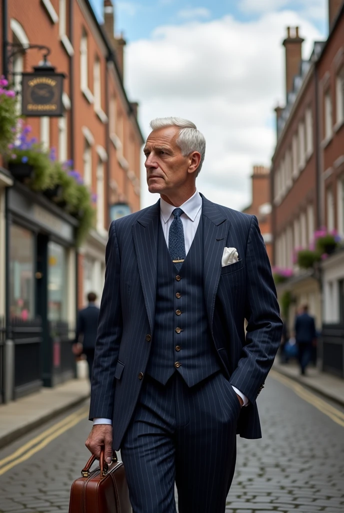 British gentleman, appears to be in his late 30s, no beard、ヒゲはなしと言ってるでしょ😡
まあいいや、Give this person short, white hair