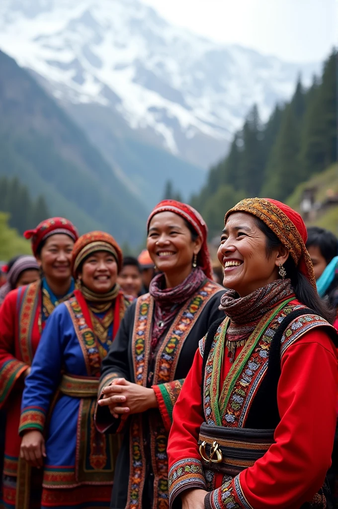 Himalayan tribal people welcoming with greetings 