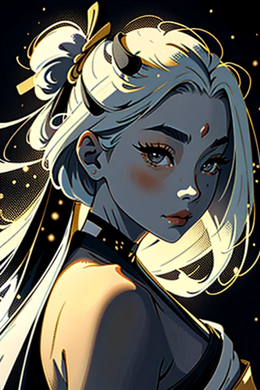 (1 girl: 1,3), ((black and white picture)), geisha, ((zen)), (masterpiece, highest quality, best quality: 1,3), extremely detailed background, Zen calligraphy, unique visual effect. behind, curvy, golden hair. realistic. golden hair. The whole body+
