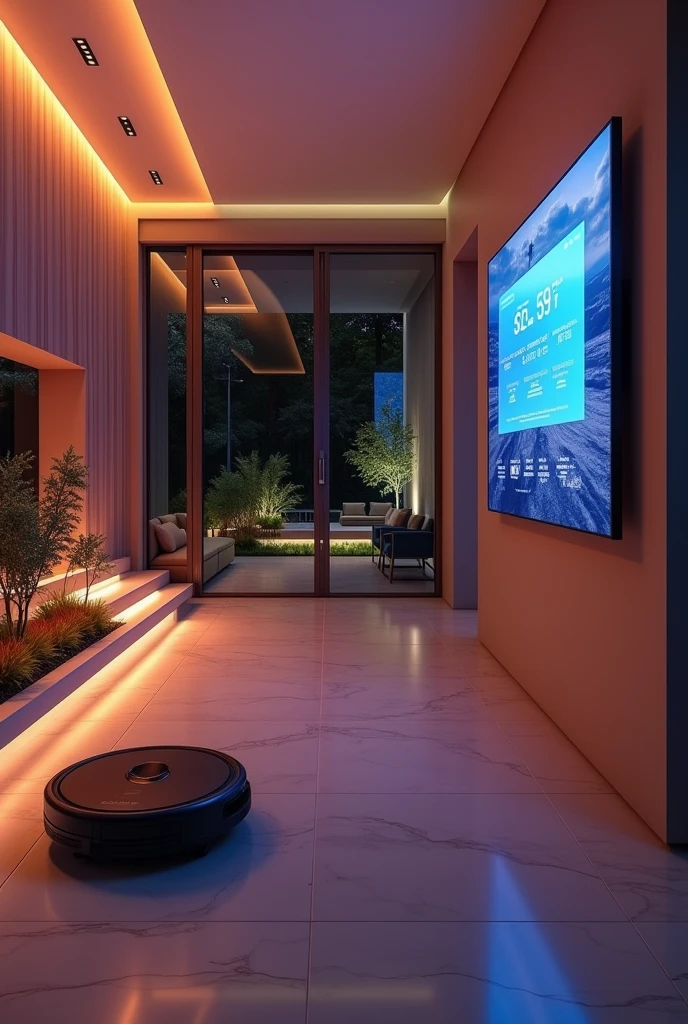 Home automation images  using touch panels and smart lights  and cleaning robots and fully automated home show more attractively and interestingly 