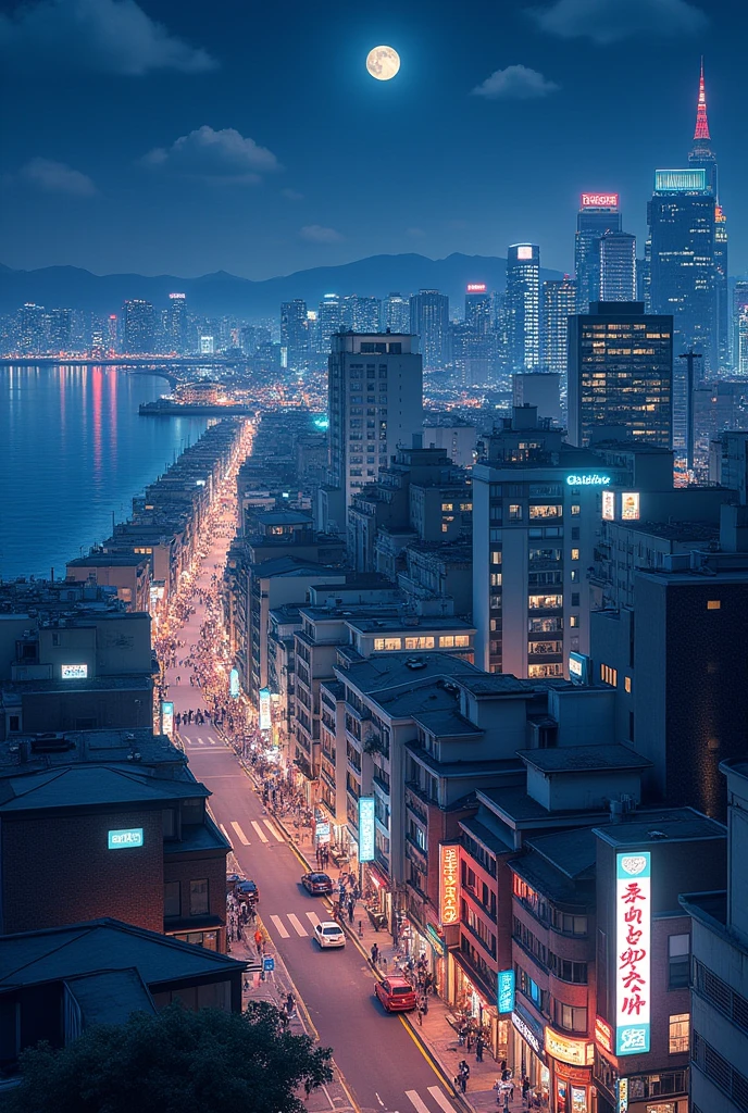 Night view of Sendai city, a big city where the seaside and station area have become an urban area
