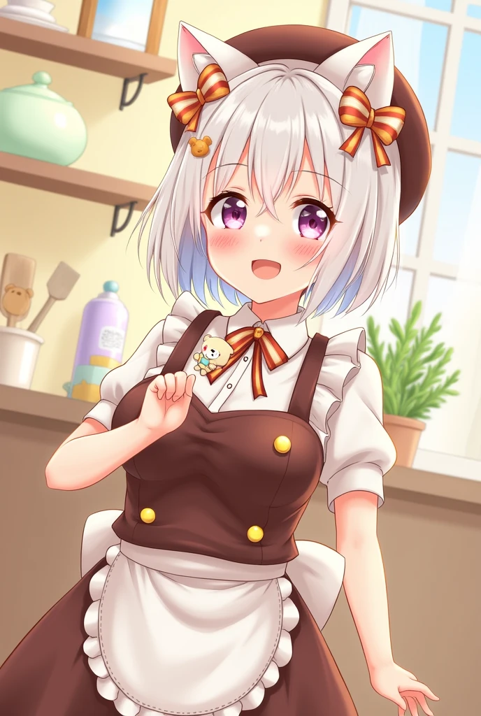 Table、koshkodevochka, anthropomorphic、 physique、chibi、cat ears and tail、kitchen、full 、spread your legs ,relaxed facial expression, make cat girl soup、koshkodevochkaсидит в кастрюле в закипающей воде среди плавающих овощей и петрушки, cat soup、chibi
