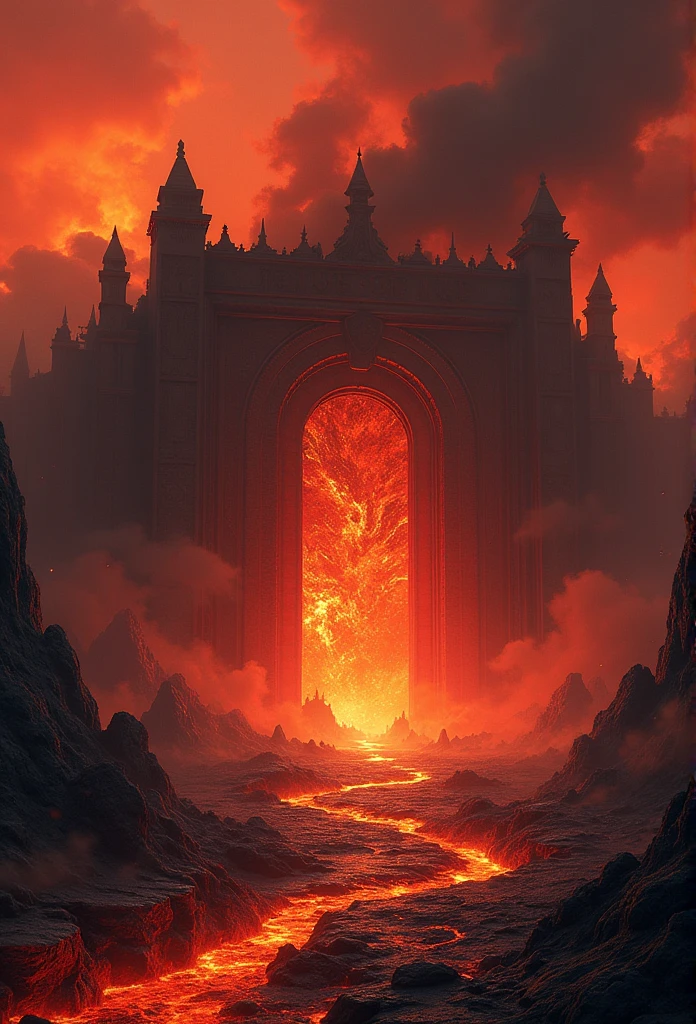 , hellscape, bottom of hell, Hell's final battle, apocalyptic landscape!!!!!, mustafar, hell ruins, ! apocalyptic landscape!!, Superb D & DA Dark Sun Art, gate to hell, gate to hell, World of Warcraft concept art, Rescue from the underworld!!!!!!