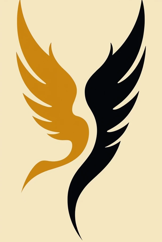 Abstract angel logo with the letter M as a symbol Black and mustard yellow color
