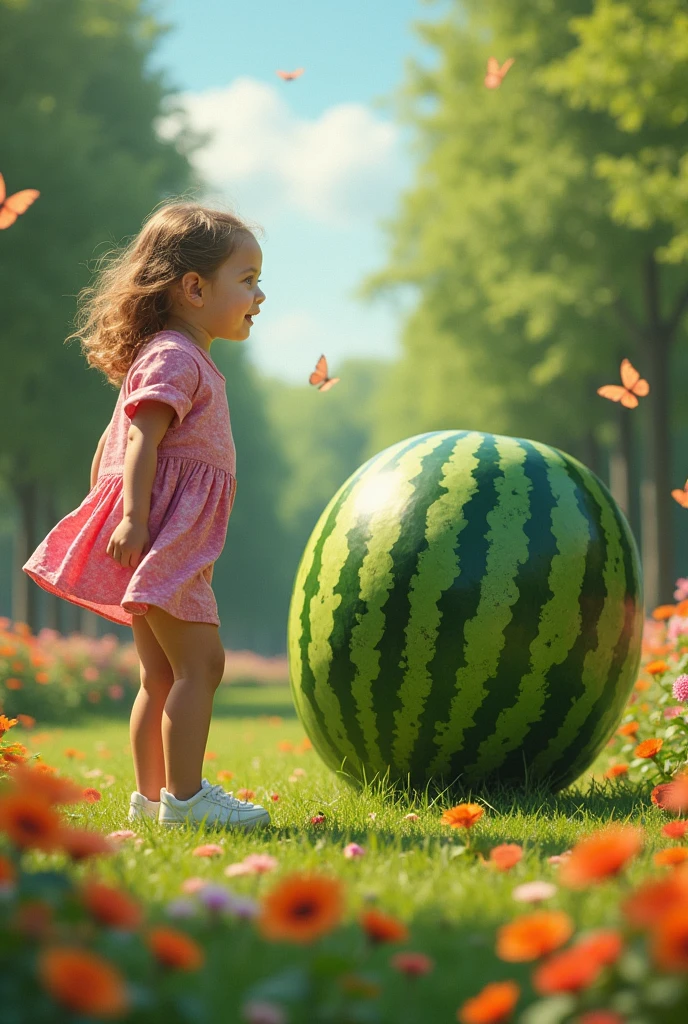 Picture of mentally retarded  being attacked by a watermelon.have a girl